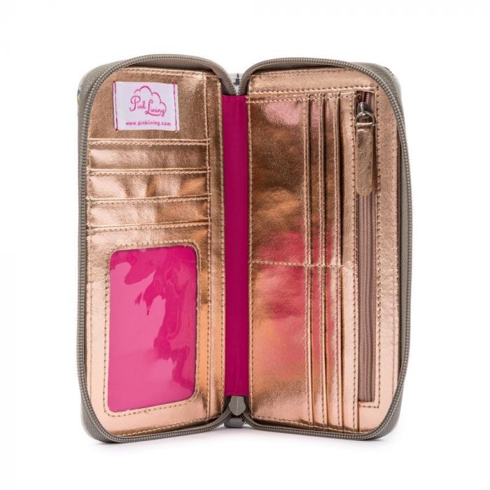 pink lining parrot wallet