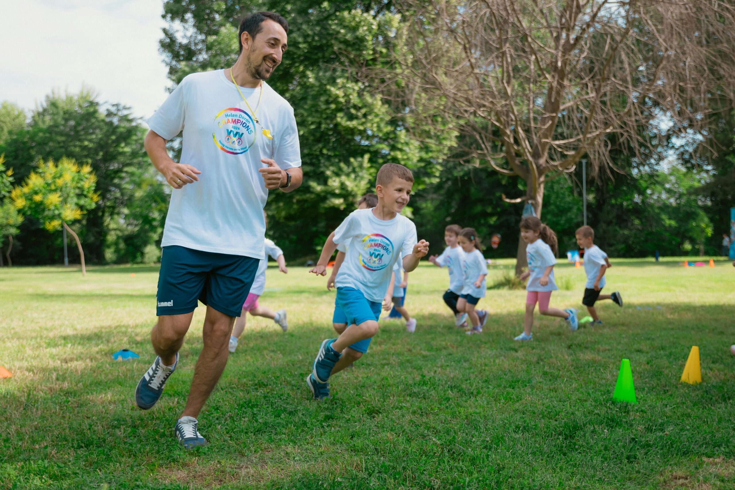PE teacher and class