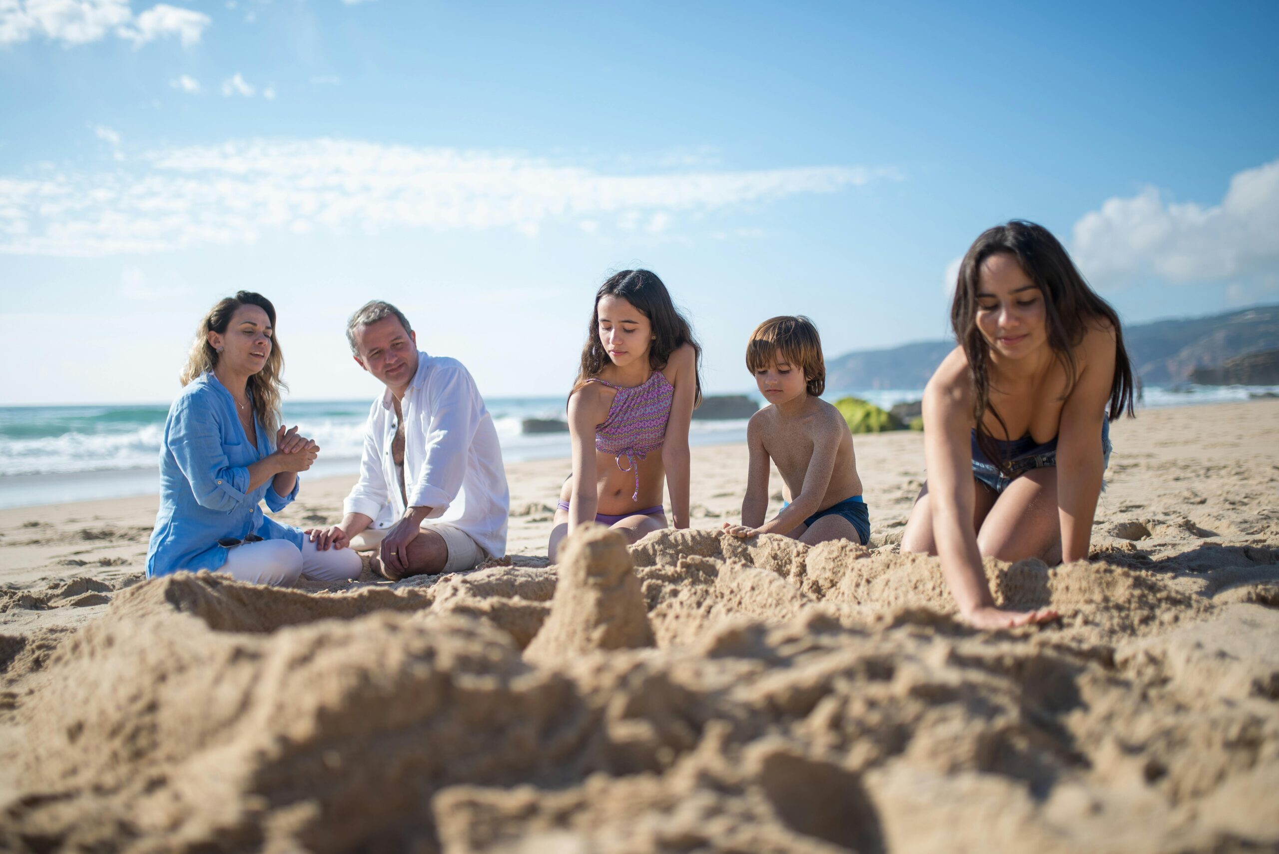 family holiday on the beach